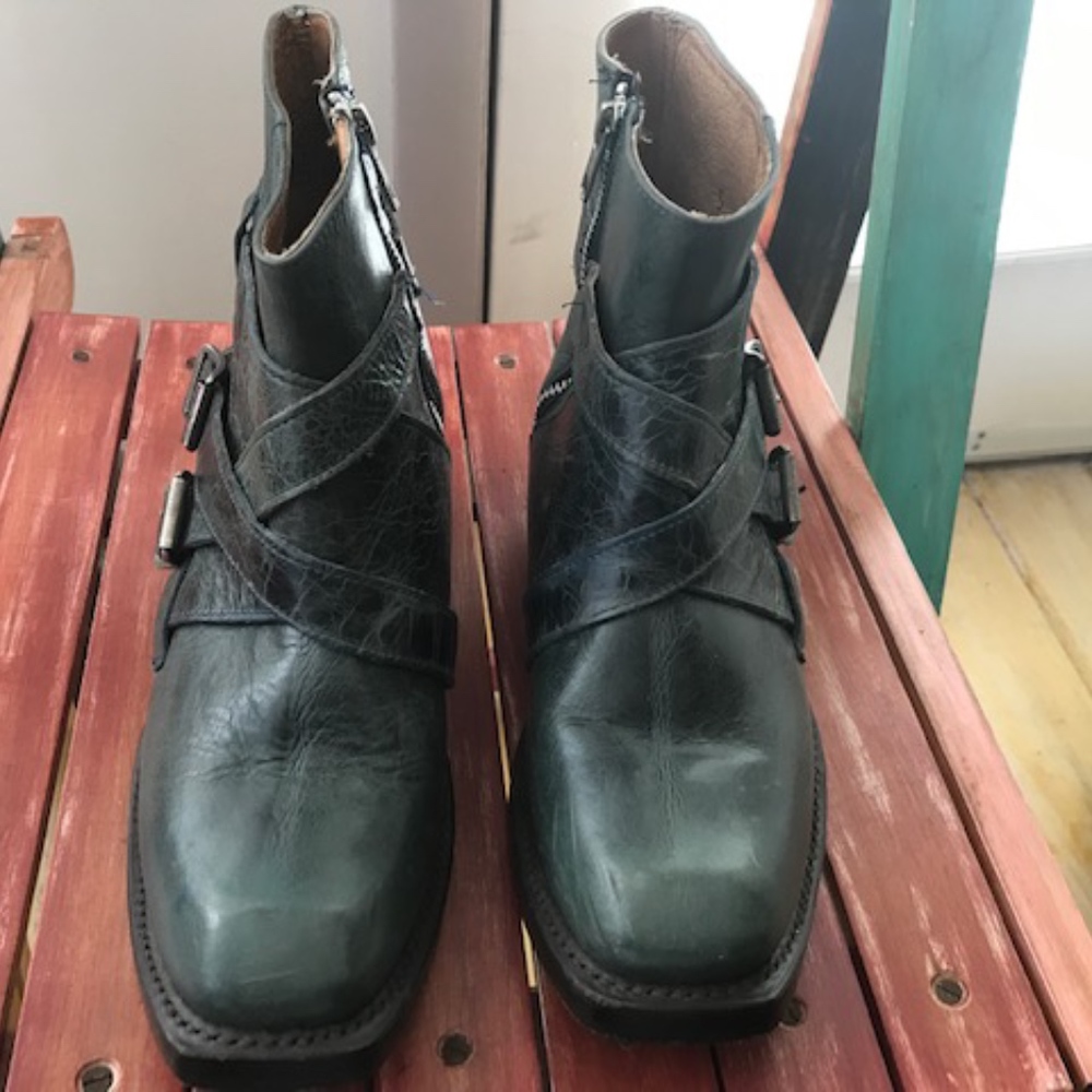 John Fluevog "Diesel" Blue Ankle Boots Size 8